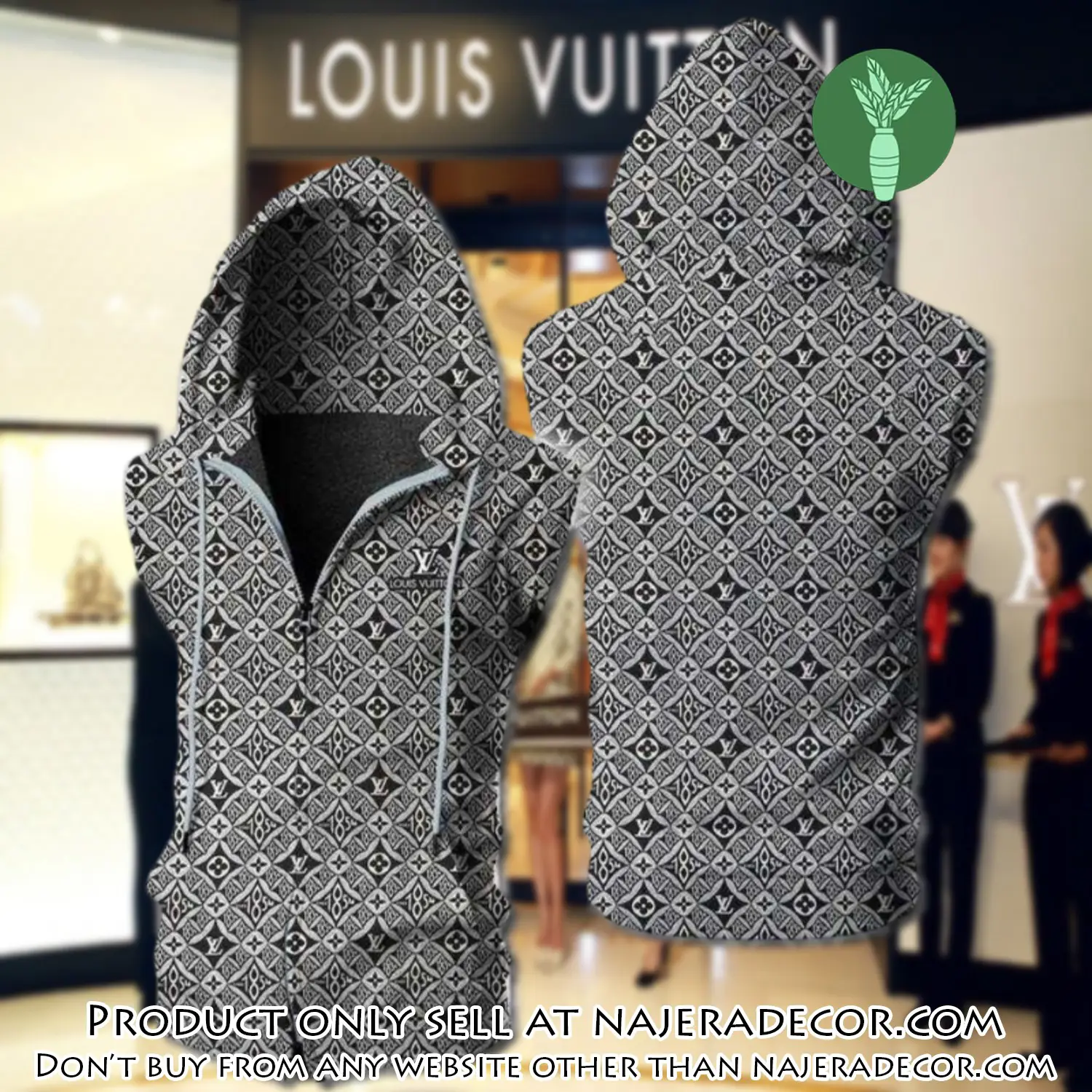 Louis vuitton grey unisex sleeveless zip up hoodie luxury for men women szh015 njr3144193